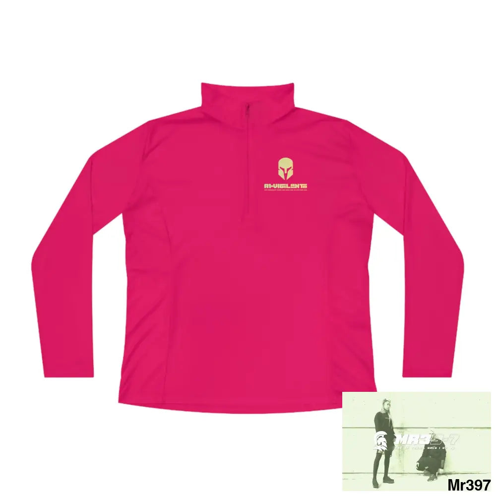 A1-Vigilante Sparta Ladies Quarter-Zip Pullover Pink Raspberry / S Long-sleeve