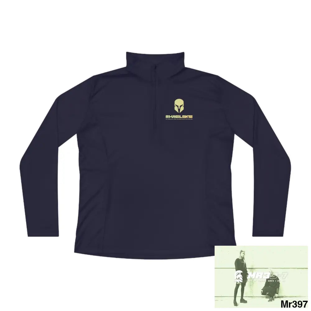 A1-Vigilante Sparta Ladies Quarter-Zip Pullover True Navy / XS Long-sleeve