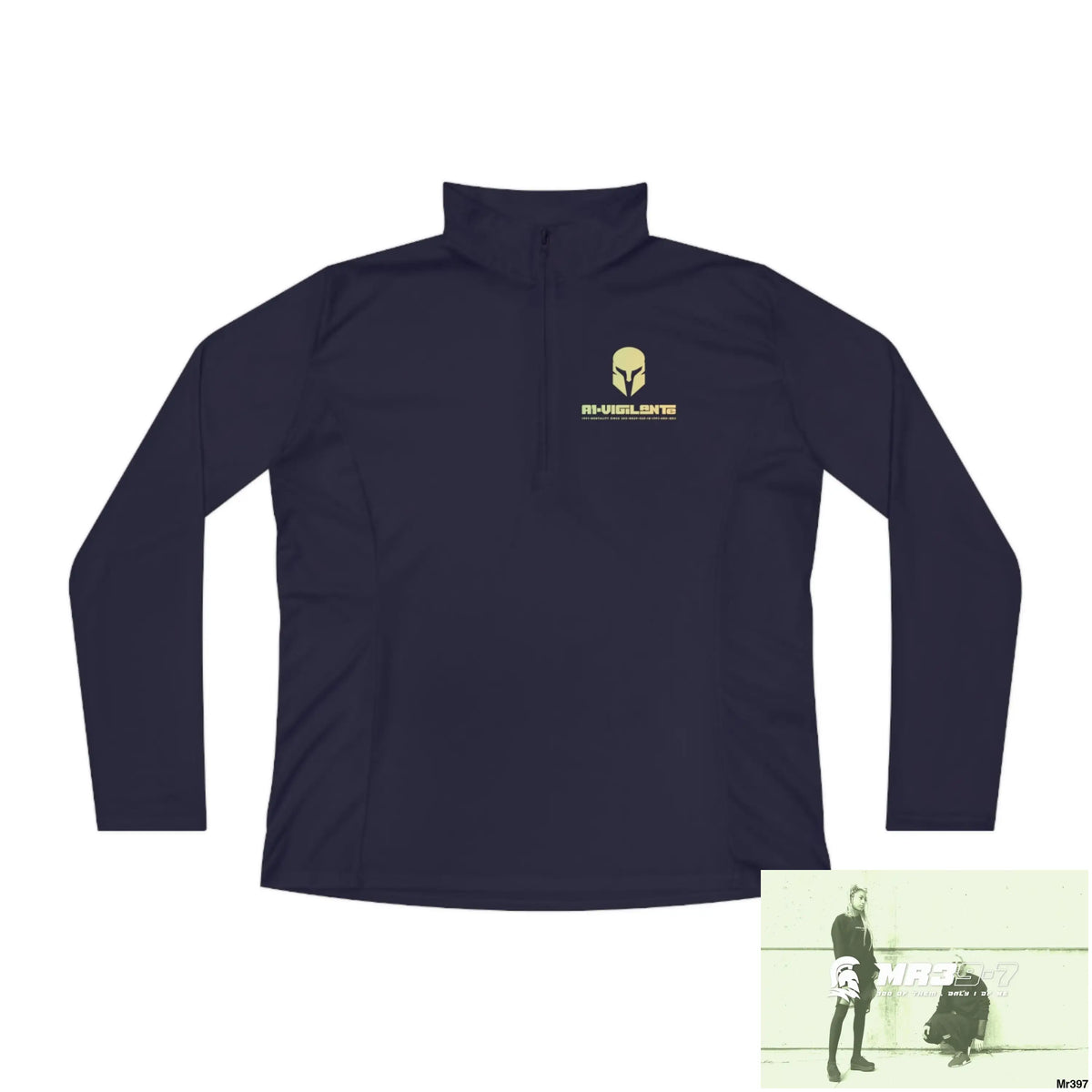 A1-Vigilante Sparta Ladies Quarter-Zip Pullover True Navy / XS Long-sleeve