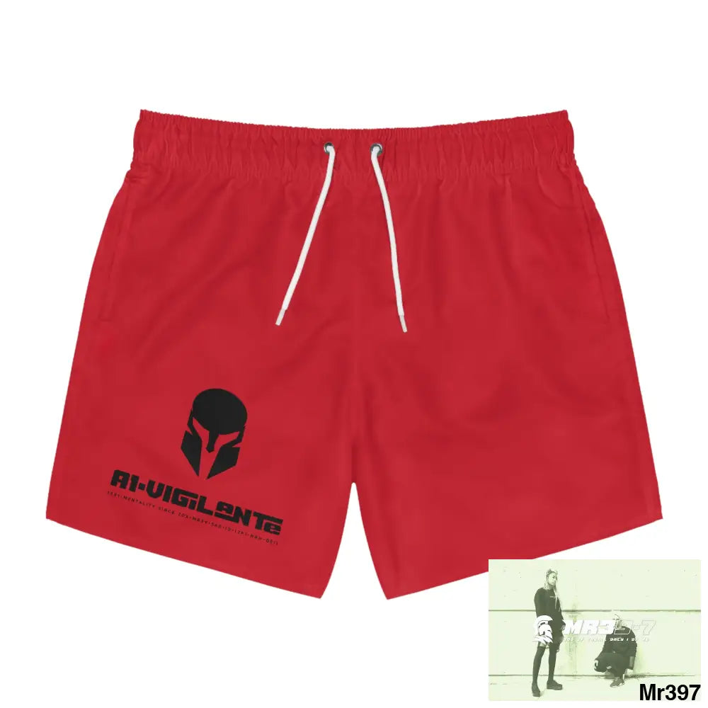 A1-Vigilante Sparta Mens Swim Trunks (AOP) XS / Seam thread color automatically matched to design All Over Prints