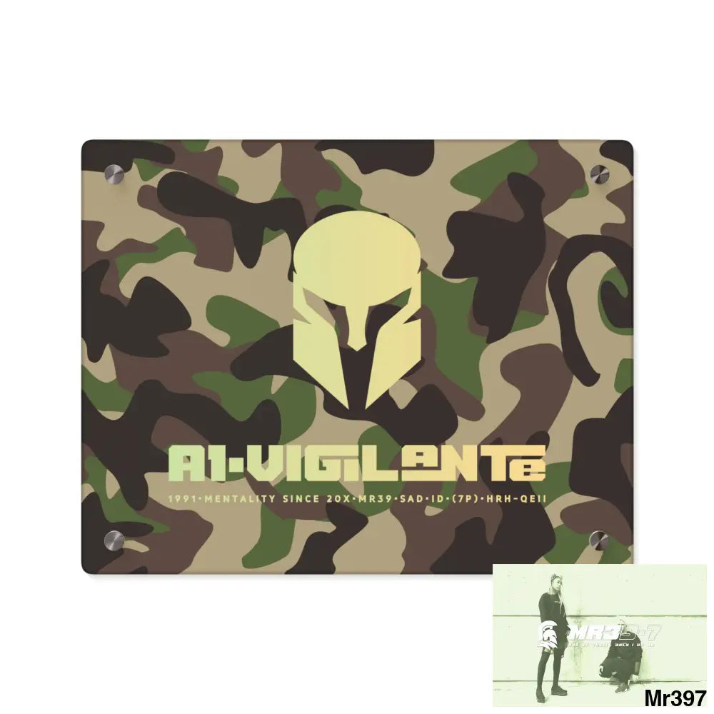 A1-Vigilante Sparta Military Mentality 1991 Style Acrylic Wall Art Panels 14″ x 11″ (Horizontal) / 0.25’’ Home Decor