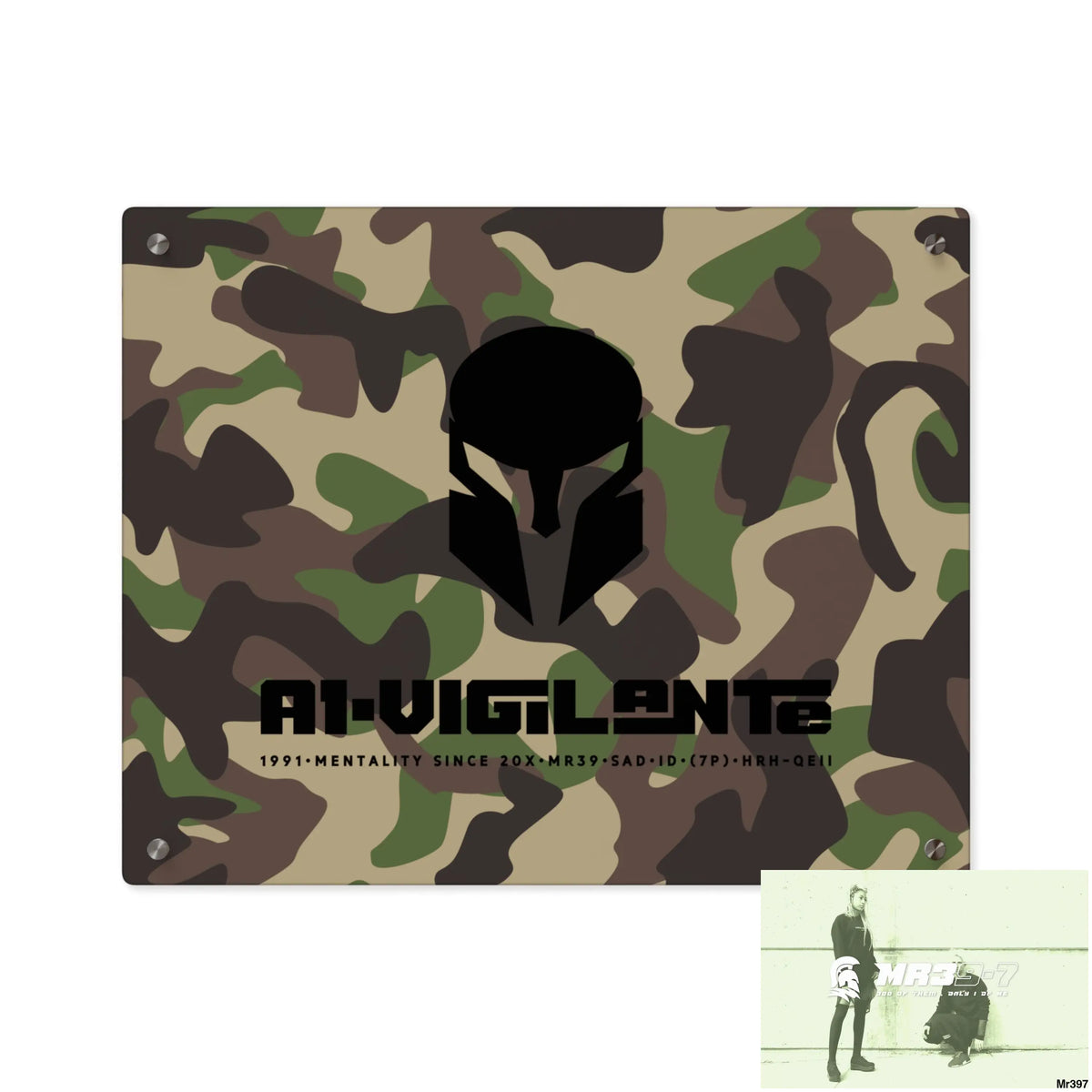 A1-Vigilante Sparta Military Mentality 1991 Style Acrylic Wall Art Panels 20″ x 16″ (Horizontal) / 0.25’’ Home Decor