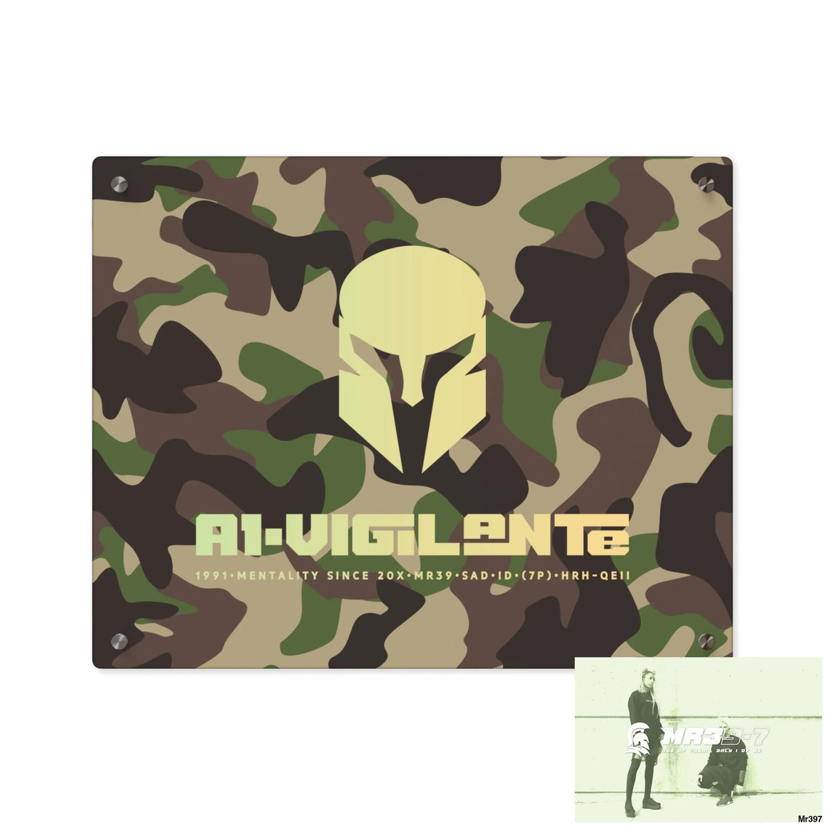 A1-Vigilante Sparta Military Mentality 1991 Style Acrylic Wall Art Panels 20″ x 16″ (Horizontal) / 0.25’’ Home Decor