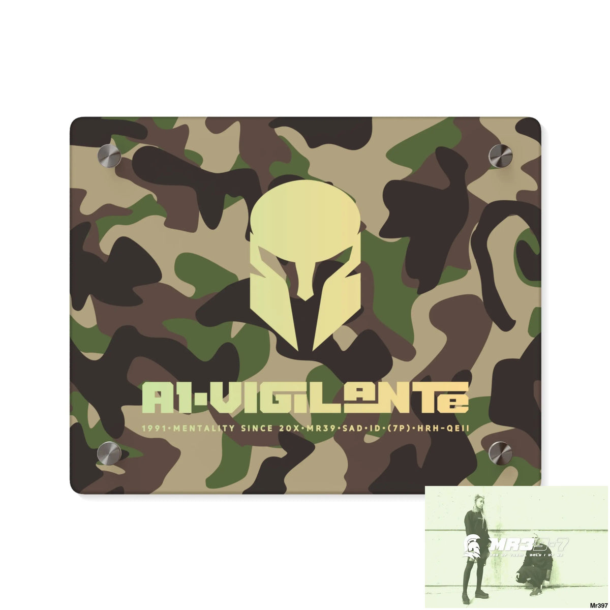 A1-Vigilante Sparta Military Mentality 1991 Style Acrylic Wall Art Panels 10″ x 8″ (Horizontal) / 0.25’’ Home Decor