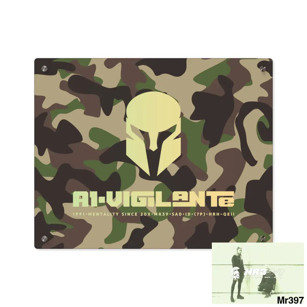 A1-Vigilante Sparta Military Mentality 1991 Style Acrylic Wall Art Panels 20″ x 16″ (Horizontal) / 0.25’’ Home Decor