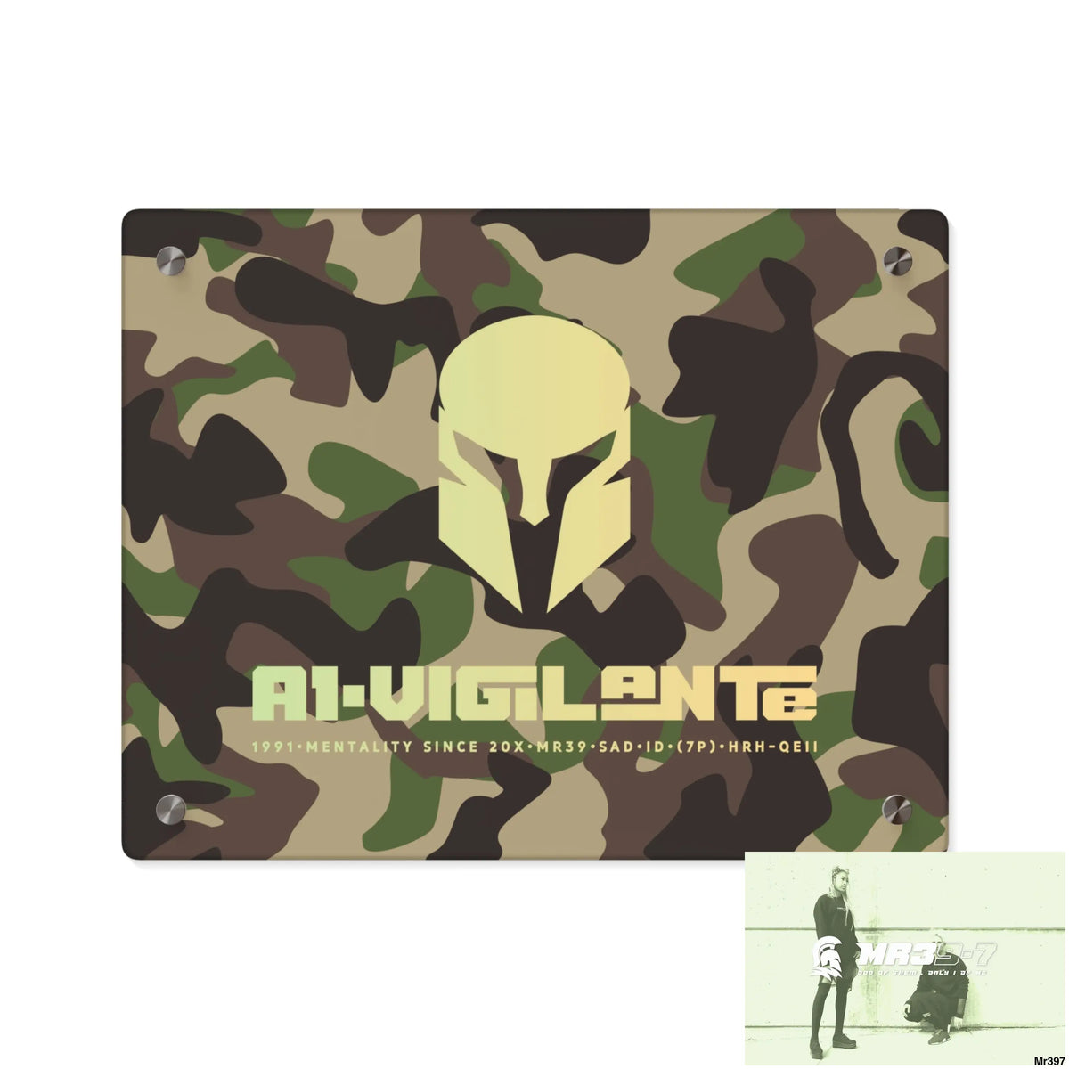 A1-Vigilante Sparta Military Mentality 1991 Style Acrylic Wall Art Panels 14″ x 11″ (Horizontal) / 0.25’’ Home Decor