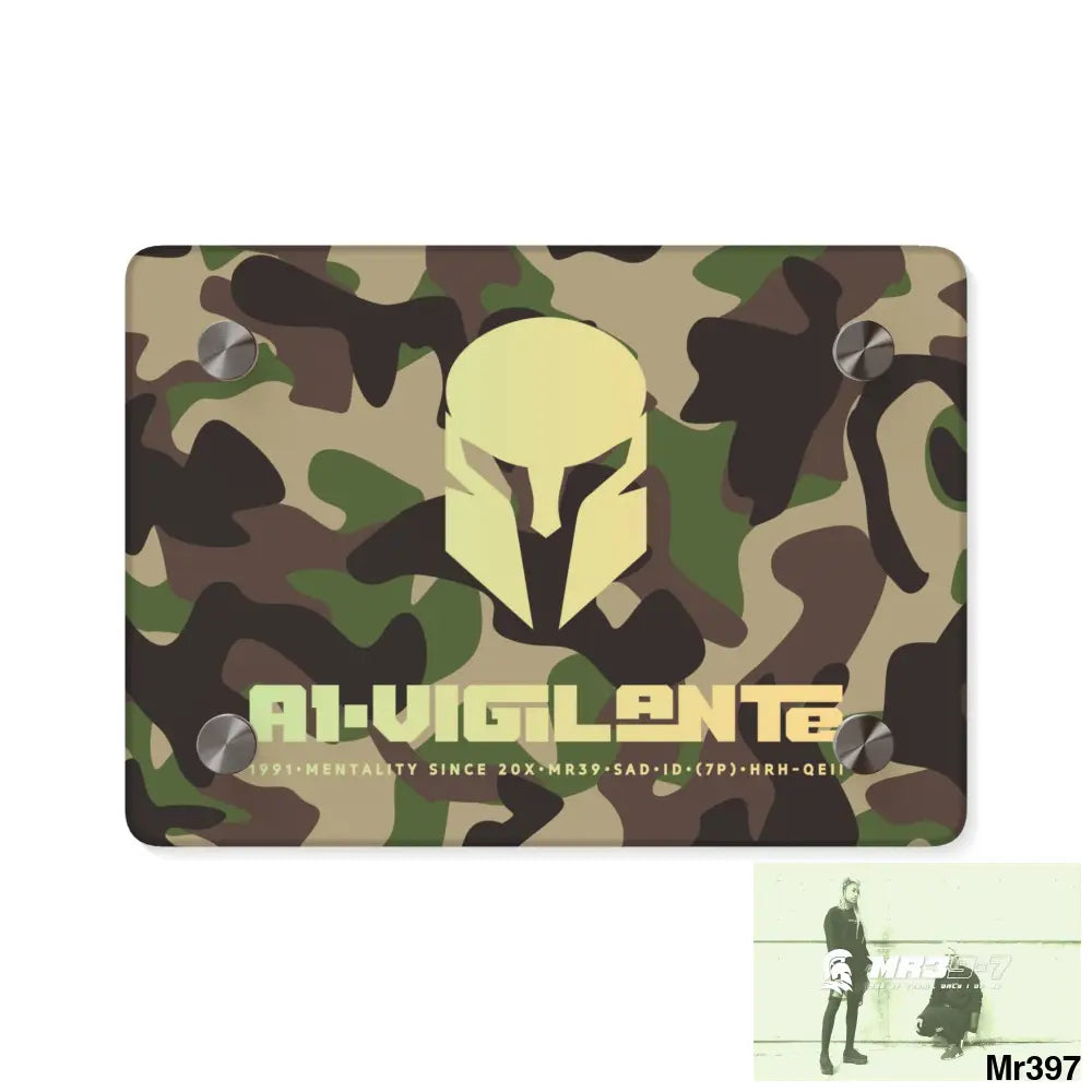 A1-Vigilante Sparta Military Mentality 1991 Style Acrylic Wall Art Panels 7’’ x 5’’ (Horizontal) / 0.25’’ Home Decor