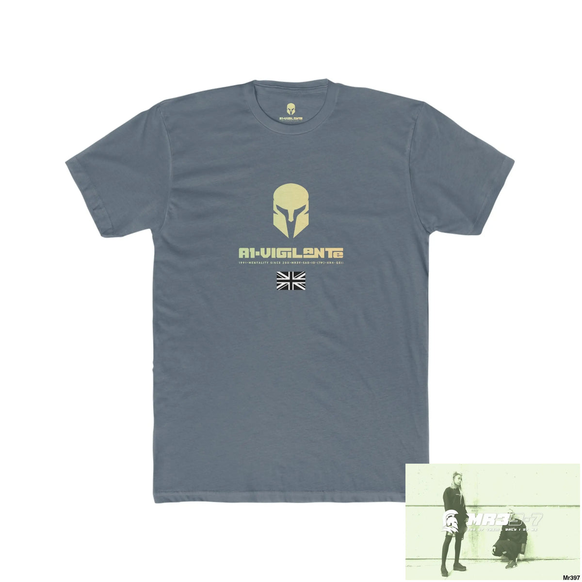 A1-Vigilante Sparta My Life My Deaths Their Plans Failed Tactical GB Men’s Cotton Crew Tee Solid Indigo / S T-Shirt