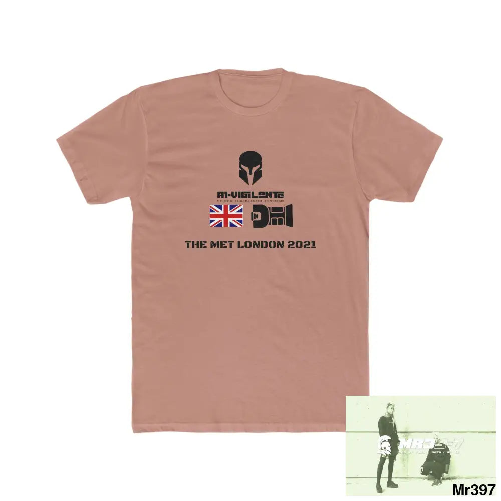 A1-Vigilante Sparta One flew over the Redwoods Centre - Men’s Cotton Crew Tee Solid Desert Pink / S T-Shirt