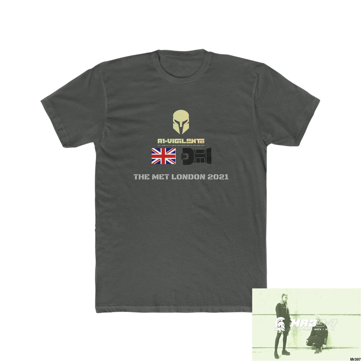 A1-Vigilante Sparta One flew over the Redwoods Centre - Men’s Cotton Crew Tee Solid Heavy Metal / XS T-Shirt