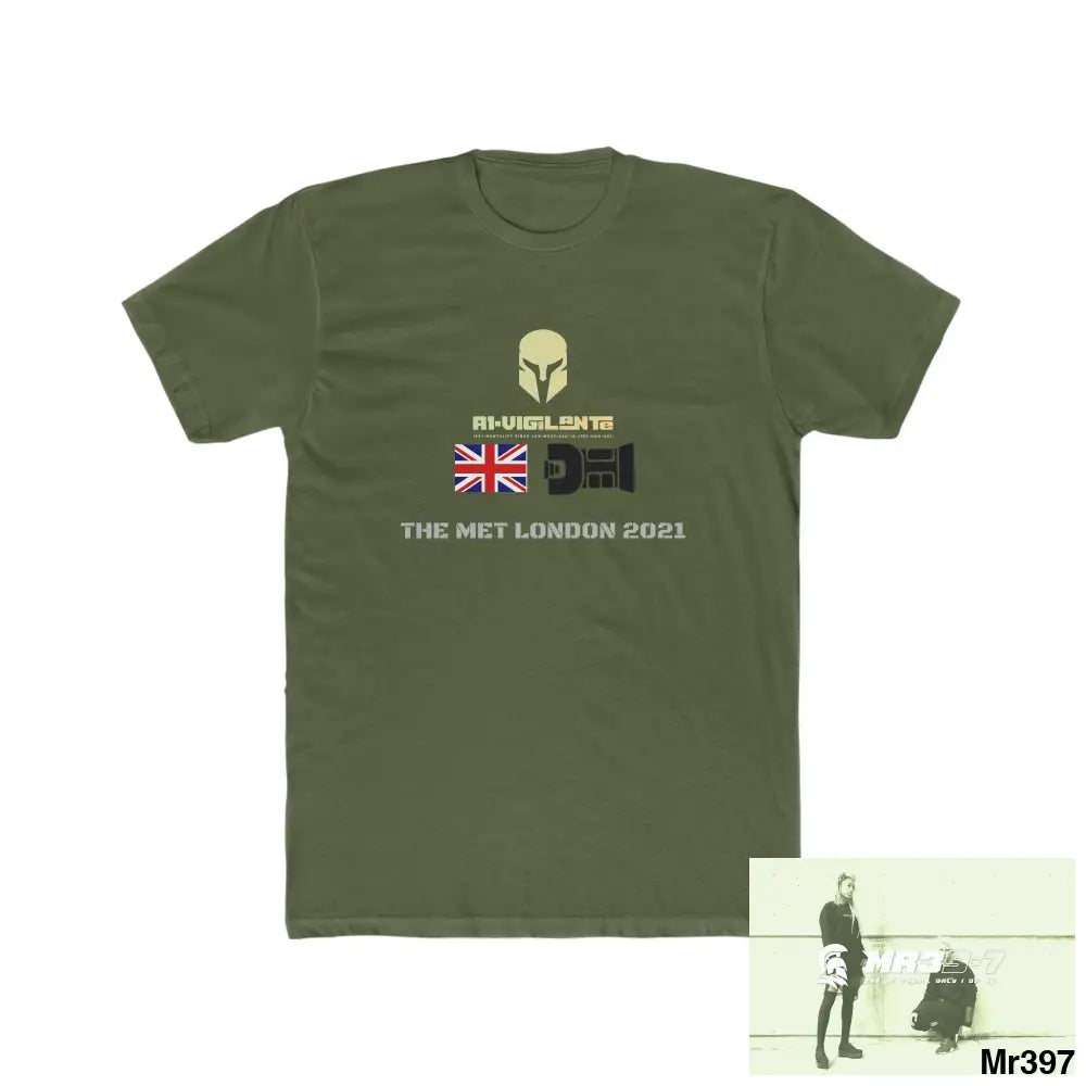 A1-Vigilante Sparta One flew over the Redwoods Centre - Men’s Cotton Crew Tee Solid Military Green / XS T-Shirt