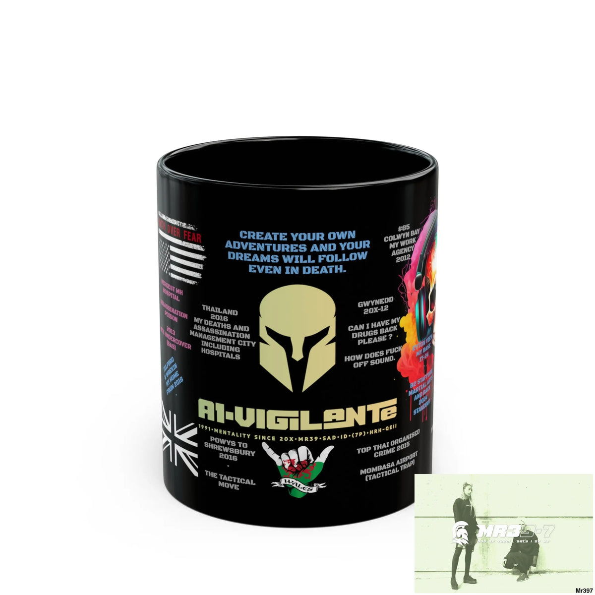 A1-Vigilante Sparta Tactical 11oz Black Mug GB / Thailand/ Bermo /UK/KenyaThai Link up MH Assassination X-City Mental