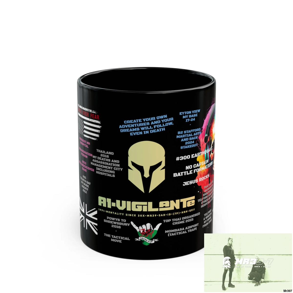 A1-Vigilante Sparta Tactical 11oz Black Mug GB / Thailand/ Bermo /UK/KenyaThai Link up MH Assassination X-City Mental