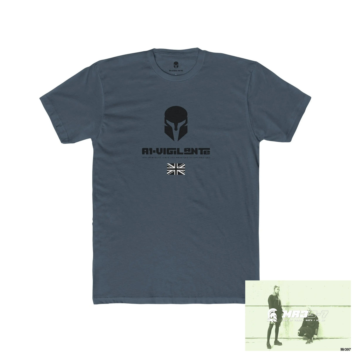 A1-Vigilante Sparta Tactical GB 2012 My Work Colwyn Bay to and from there Men’s Cotton Crew Tee Solid Indigo / S T-Shirt