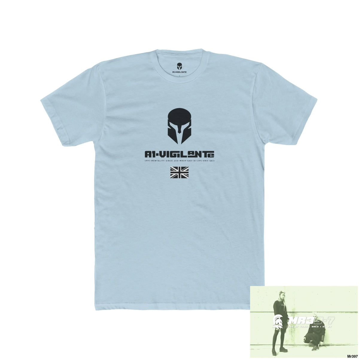 A1-Vigilante Sparta Tactical GB 2012 My Work Colwyn Bay to and from there Men’s Cotton Crew Tee Solid Light Blue / S