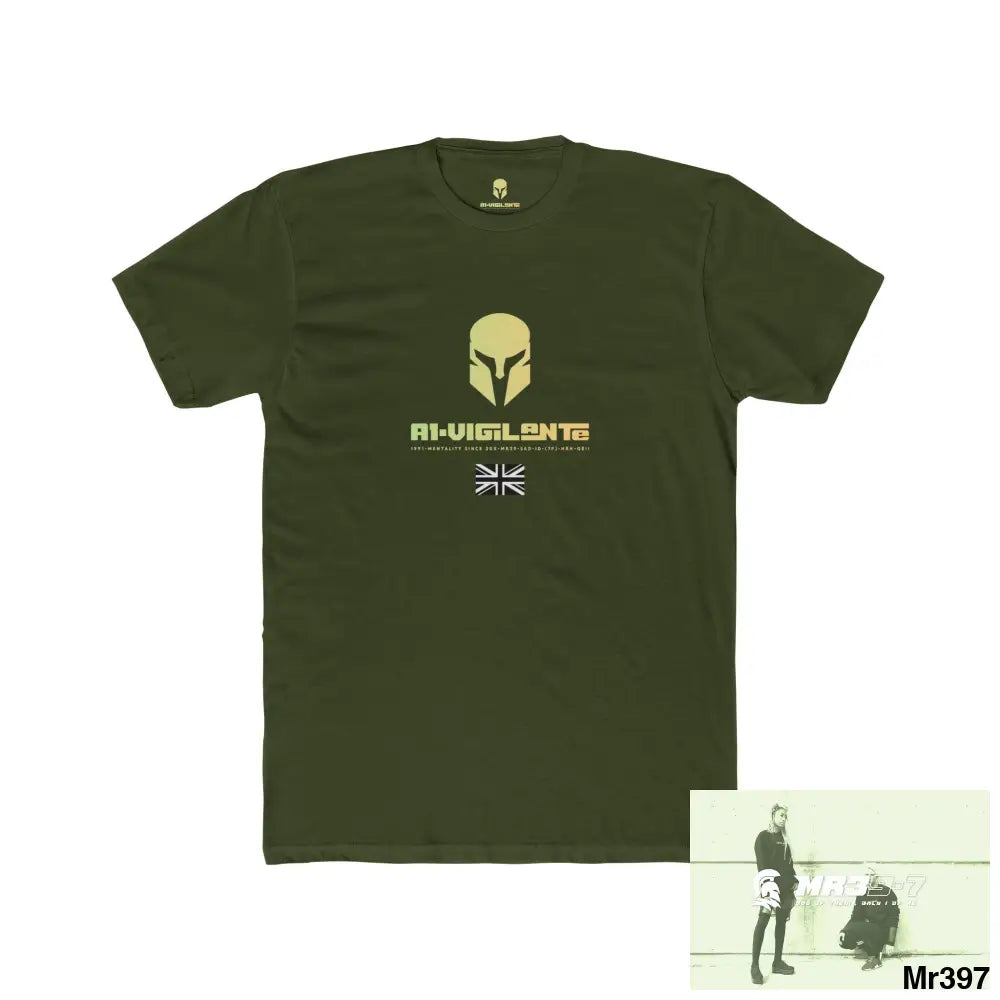 A1-Vigilante Sparta Tactical GB 2012 My Work Colwyn`Bay to and from there Men’s Cotton Crew Tee Solid Military Green