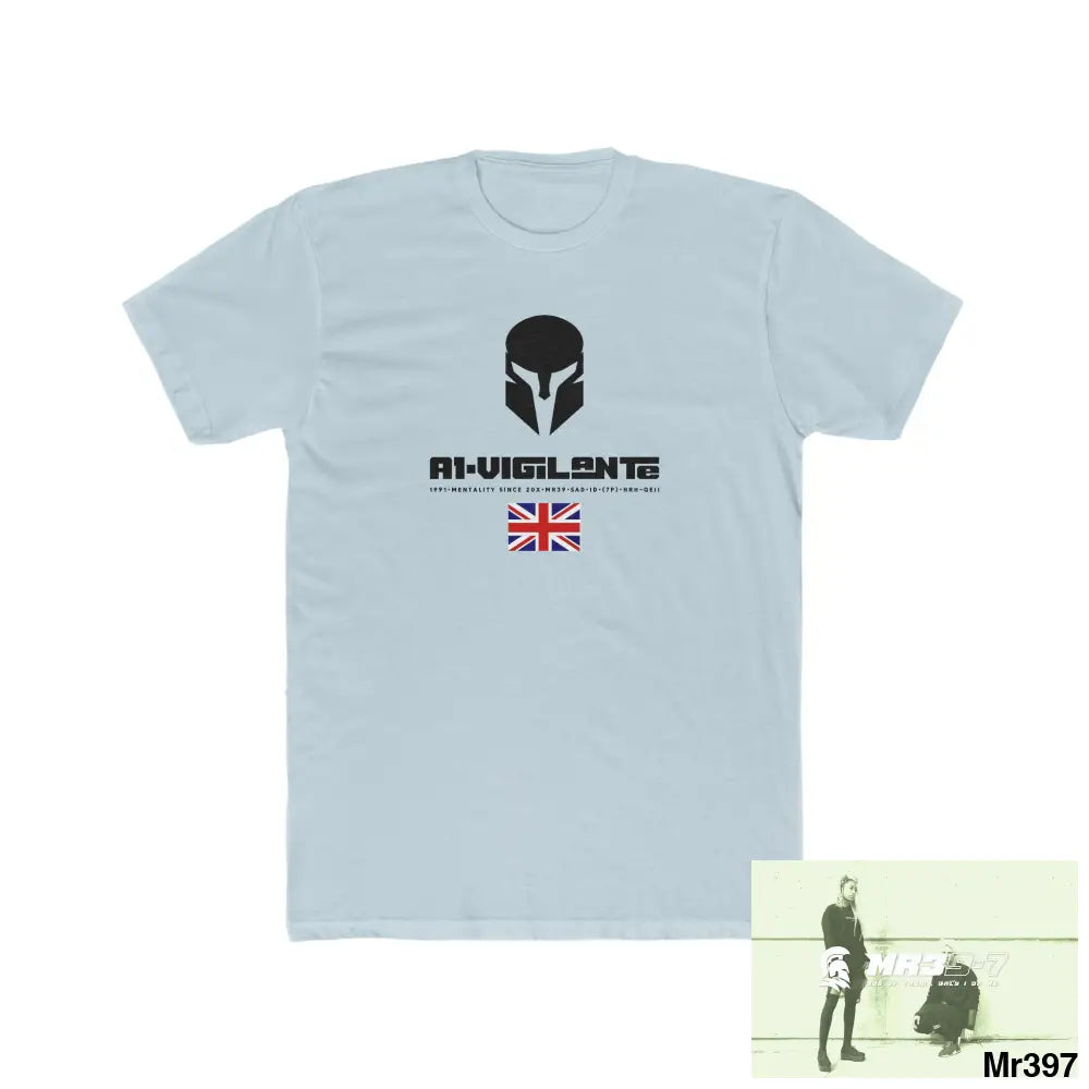 A1-Vigilante Sparta Telford & Wrekin -My home 2018 - Men’s Cotton Crew Tee Solid Light Blue / S T-Shirt
