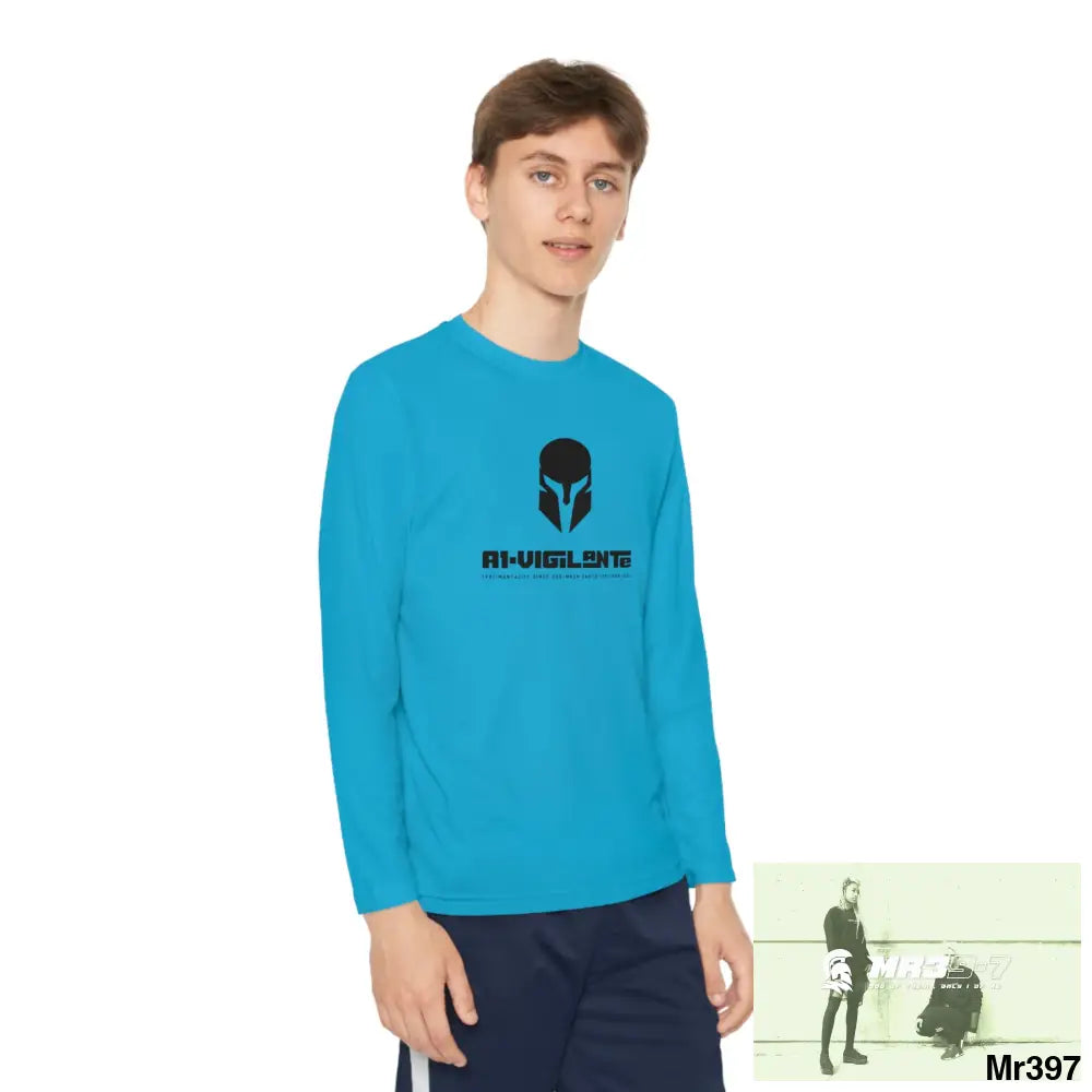 A1-Vigilante Sparta Youth Long Sleeve Competitor Tee Atomic Blue / L Kids clothes