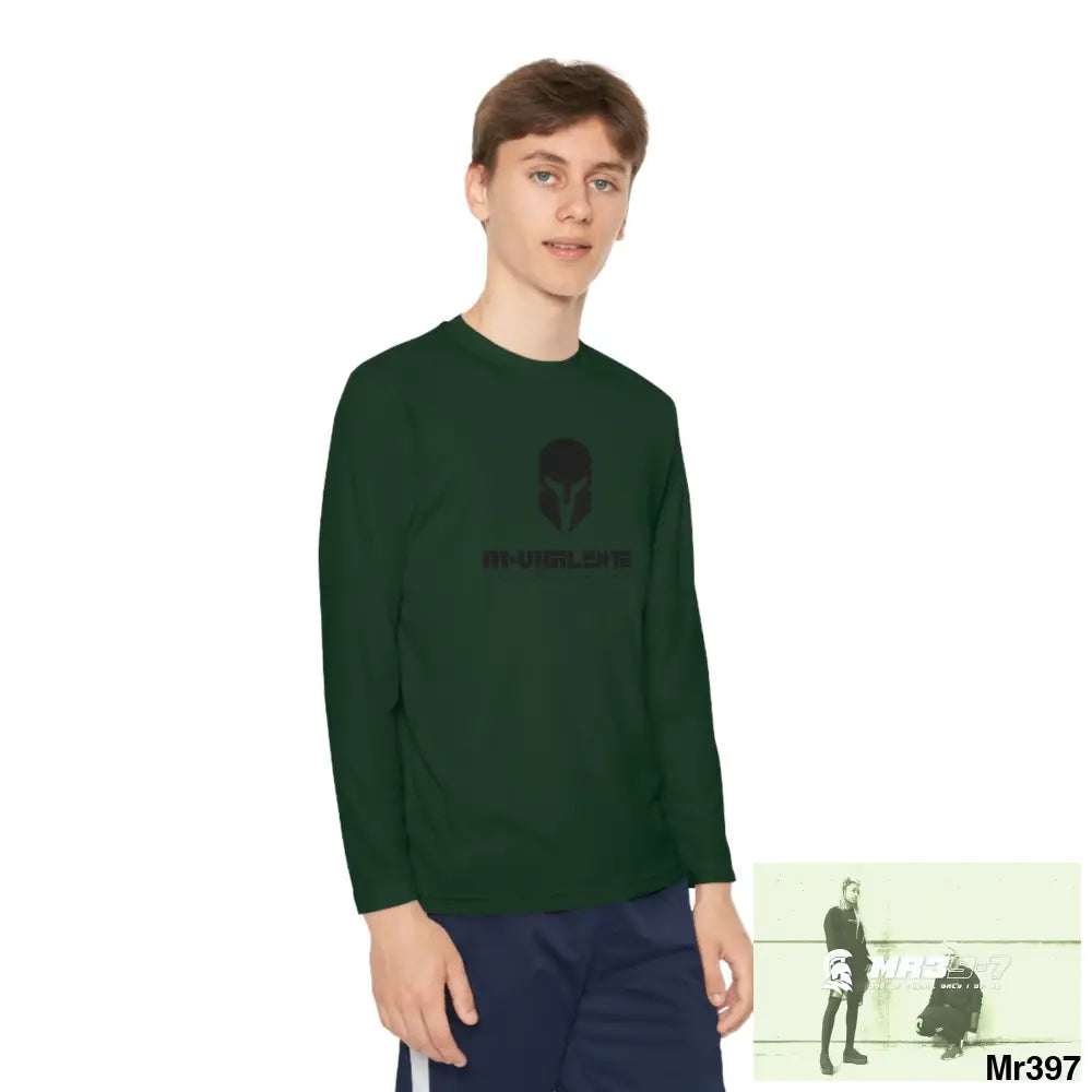 A1-Vigilante Sparta Youth Long Sleeve Competitor Tee Forest Green / L Kids clothes