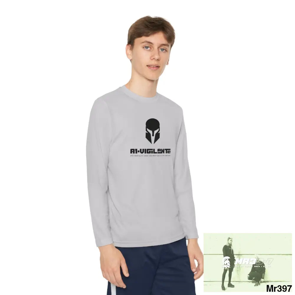A1-Vigilante Sparta Youth Long Sleeve Competitor Tee Silver / S Kids clothes