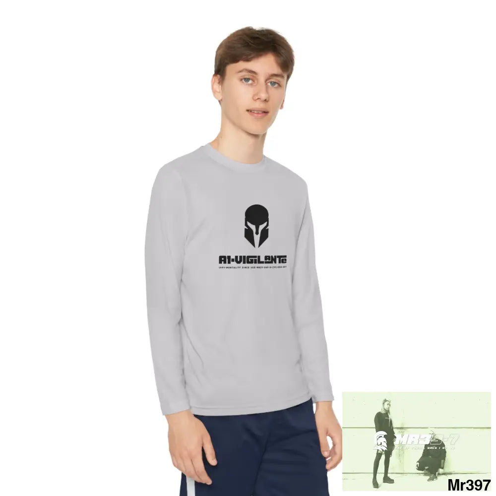 A1-Vigilante Sparta Youth Long Sleeve Competitor Tee Silver / S Kids clothes