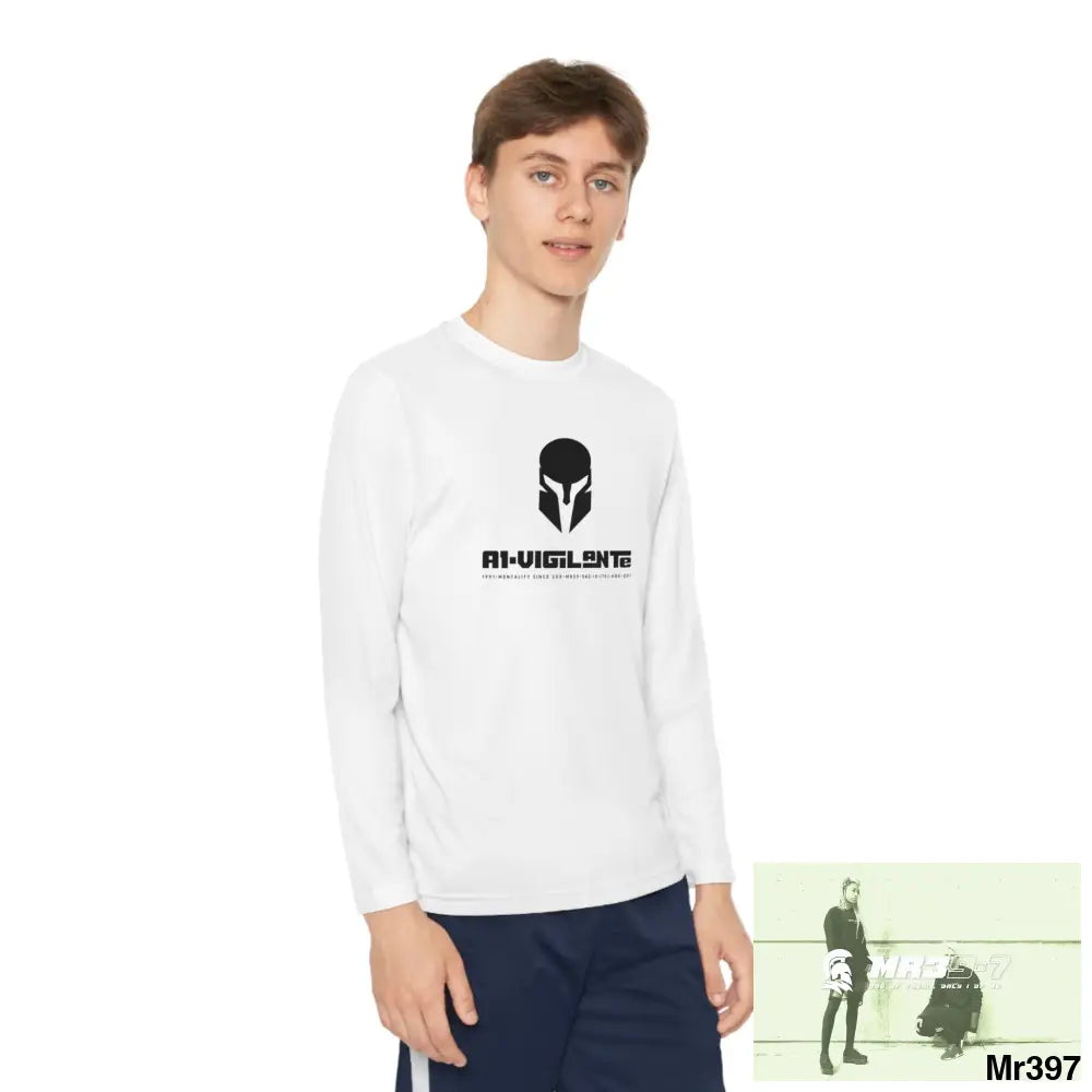 A1-Vigilante Sparta Youth Long Sleeve Competitor Tee White / S Kids clothes
