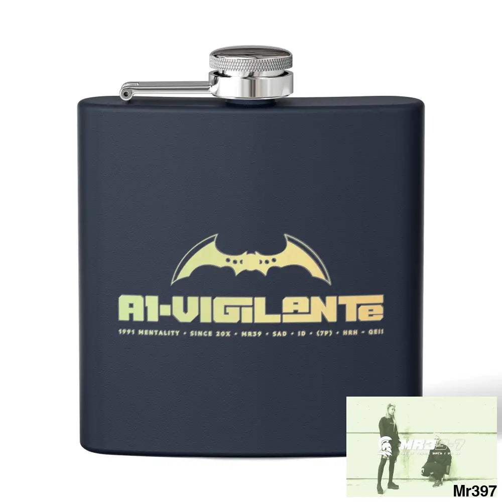 A1 Vigilante Stylish Stainless Steel Flask for Tea/ Coffee Lovers - 6oz Personalized Gift 6oz / Navy Mug