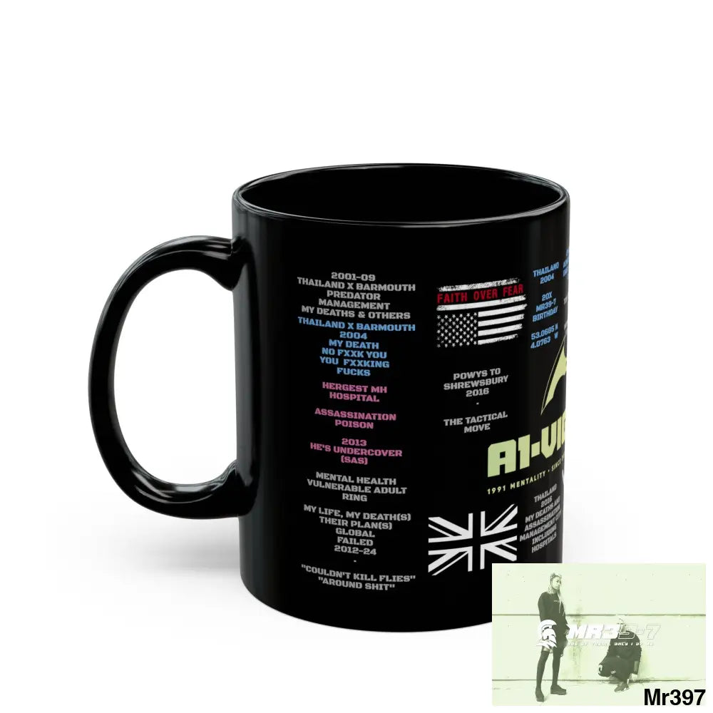 A1-Vigilante Tactical 11oz Black Mug GB / Thailand/ Bermo /UK/KenyaThai Link up MH Assassination X-City Mental Health