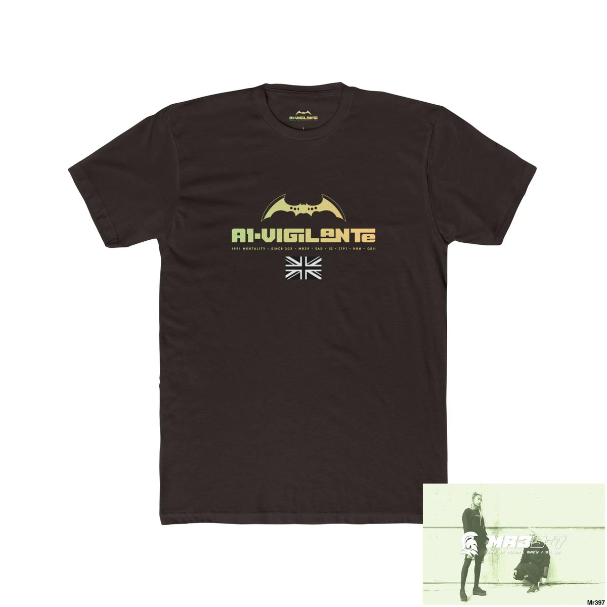 A1-Vigilante Tactical GB 2012 My work Colwyn Bay to and from Men’s Cotton Crew Tee Solid Dark Chocolate / S T-Shirt