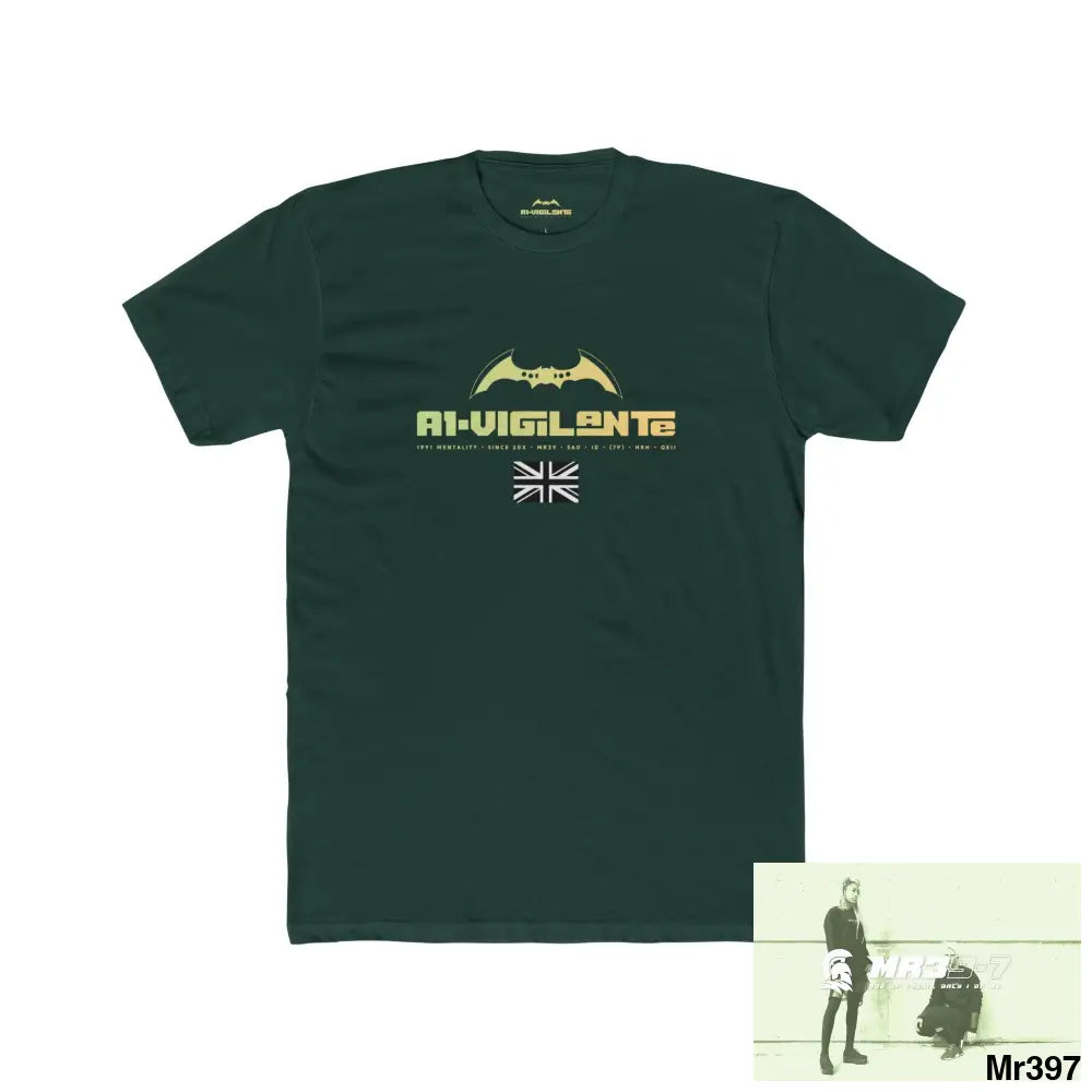A1-Vigilante Tactical GB 2012 My work Colwyn Bay to and from Men’s Cotton Crew Tee Solid Forest Green / S T-Shirt
