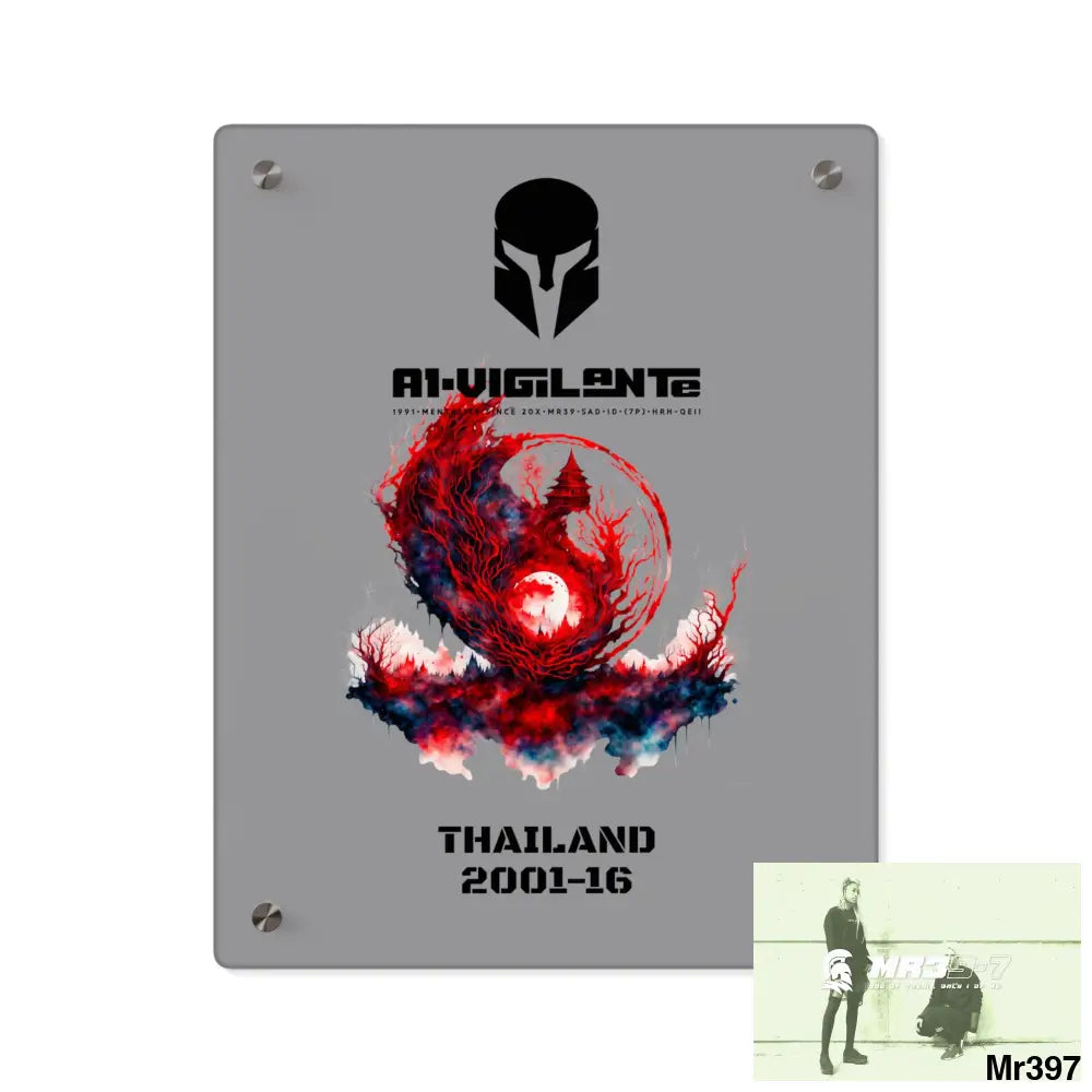 A1-Vigilante Thailand 2001-16 Abstract Yin-Yang Symbol in Red and Black- Acrylic Wall Art Panels 11″ x 14″ (Vertical)