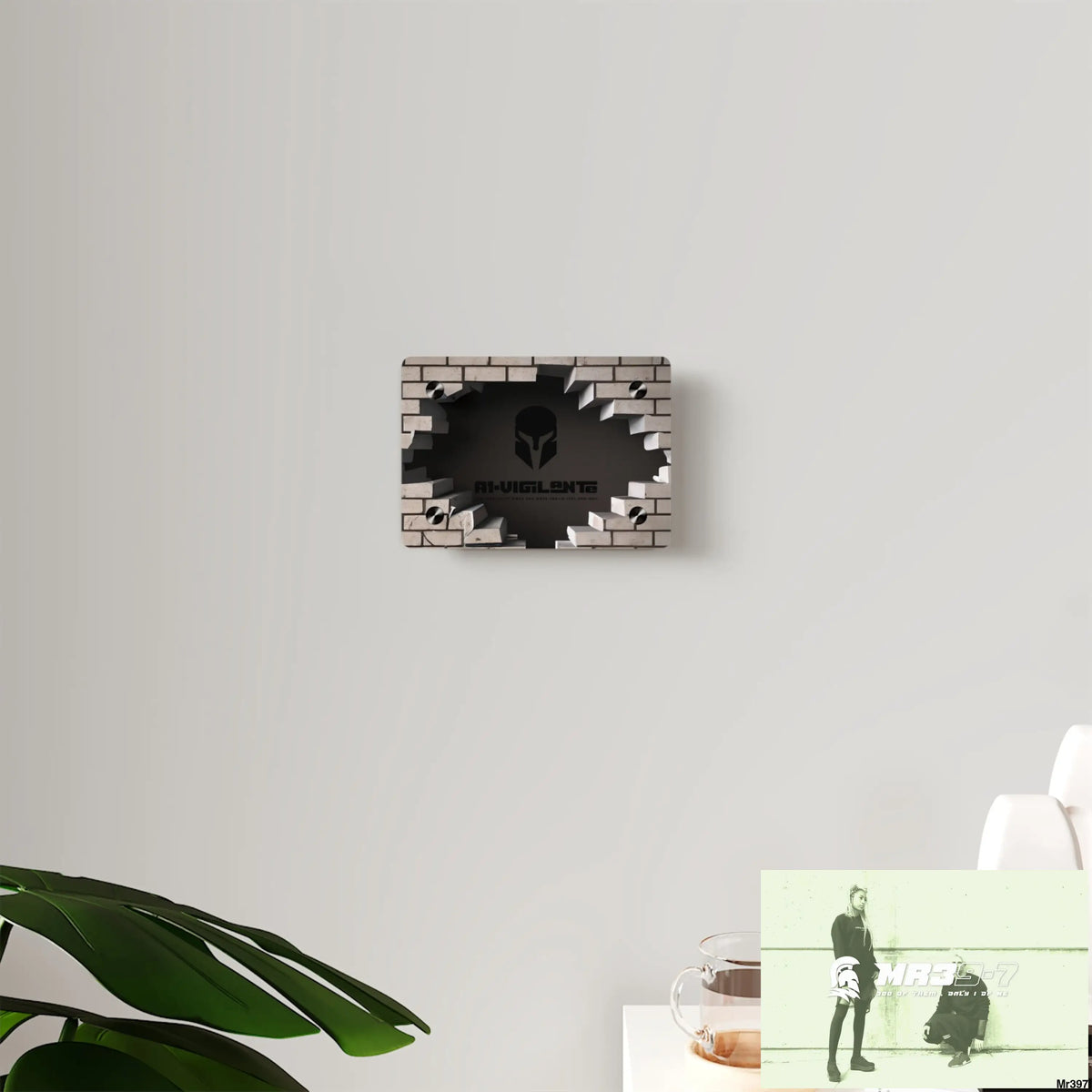 A1-Vigilante Through the 3D Cracked Brick Wall Graphic Acrylic Art Panels Home Decor