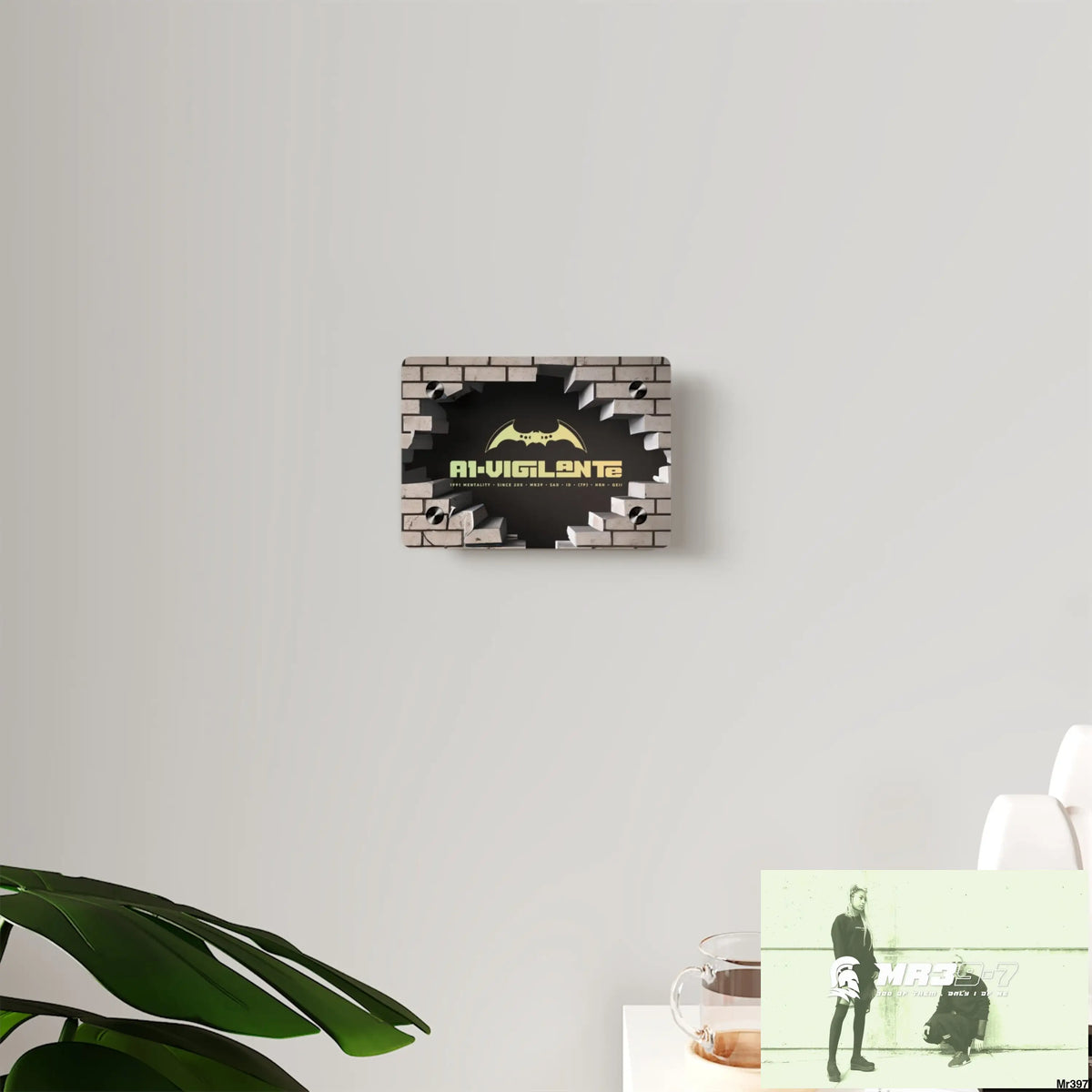 A1-Vigilante Through the 3D Cracked Brick Wall Graphic Acrylic Wall Art Panels Home Decor
