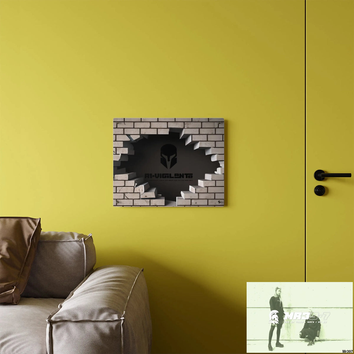A1-Vigilante Through the 3D Cracked Brick Wall Graphic Acrylic Art Panels Home Decor