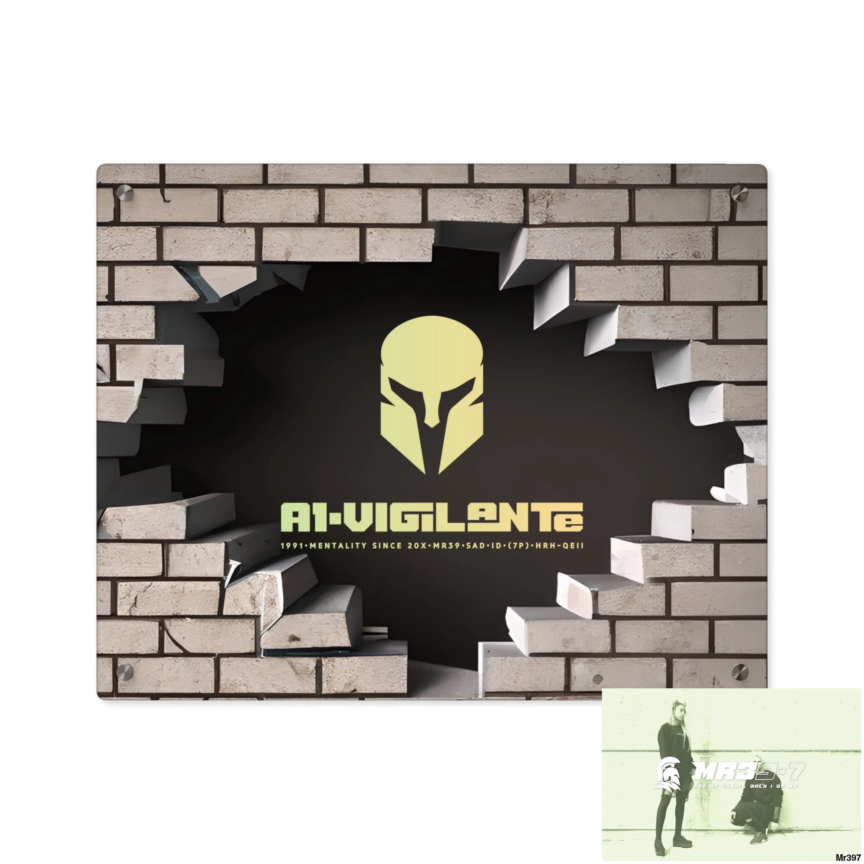 A1-Vigilante Through the 3D Cracked Brick Wall Graphic Acrylic Wall Art Panels 20″ x 16″ (Horizontal) / 0.25’’ Home