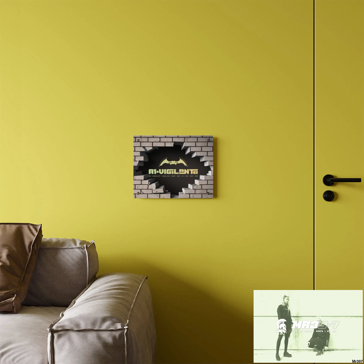A1-Vigilante Through the 3D Cracked Brick Wall Graphic Acrylic Wall Art Panels Home Decor
