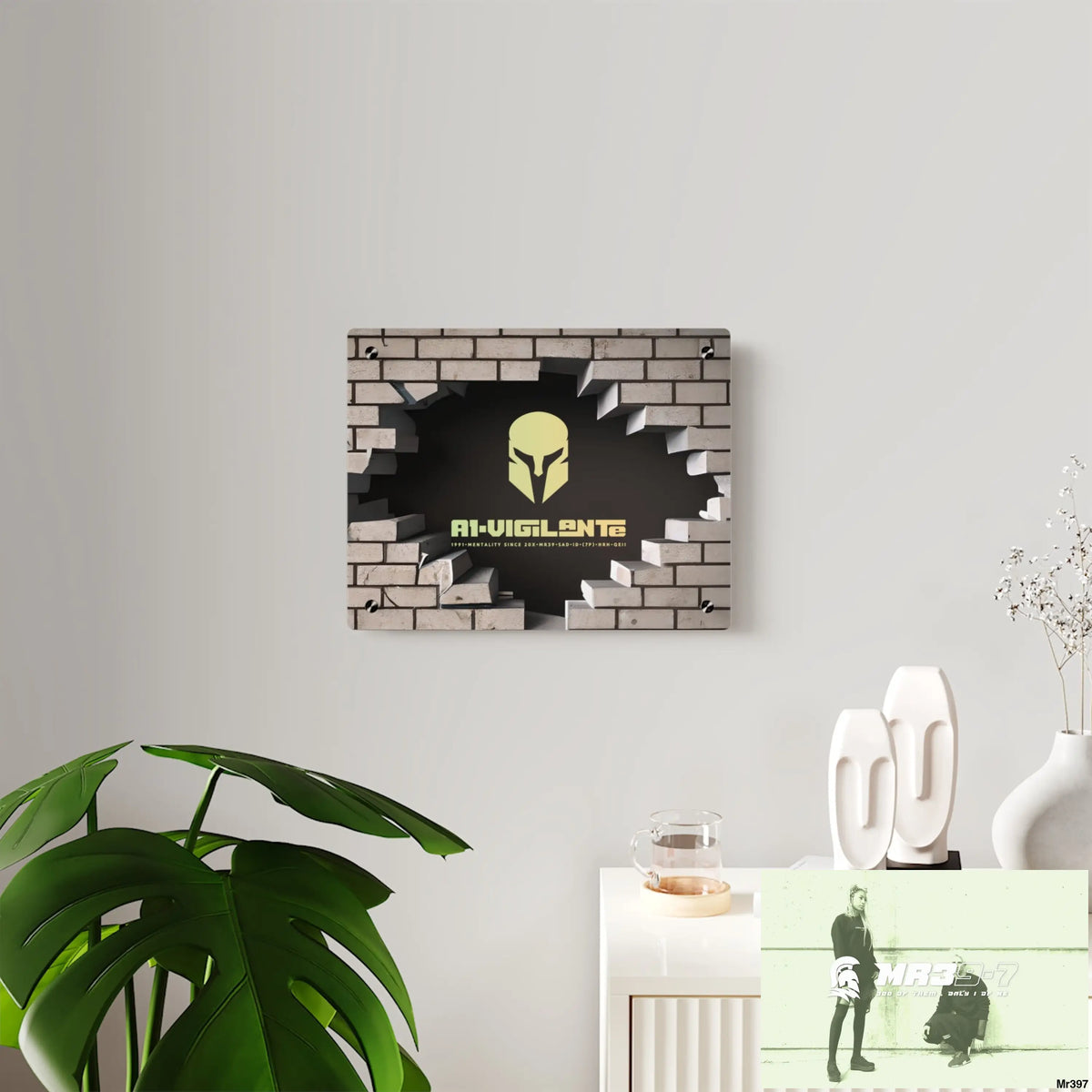 A1-Vigilante Through the 3D Cracked Brick Wall Graphic Acrylic Wall Art Panels Home Decor