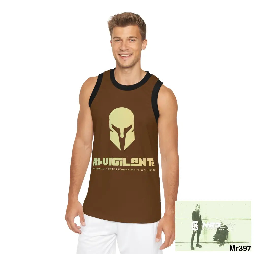 A1- Vigilante Unisex Basketball Jersey (AOP) XS / Black rib All Over Prints