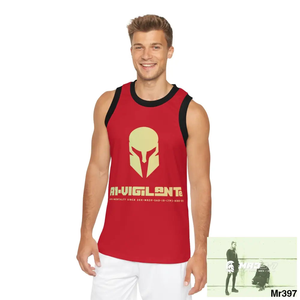 A1- Vigilante Unisex Basketball Jersey (AOP) XS / Black rib All Over Prints