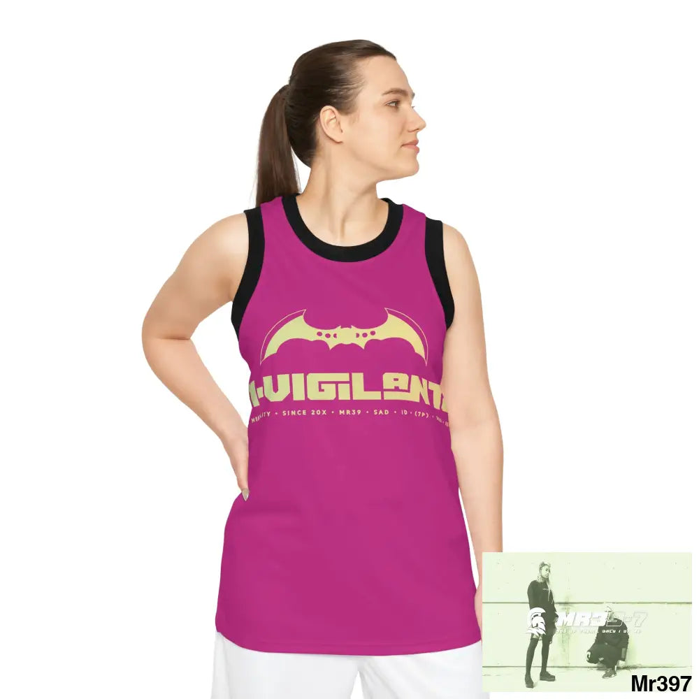 A1-Vigilante Unisex Basketball Jersey (AOP) XS / Black rib All Over Prints