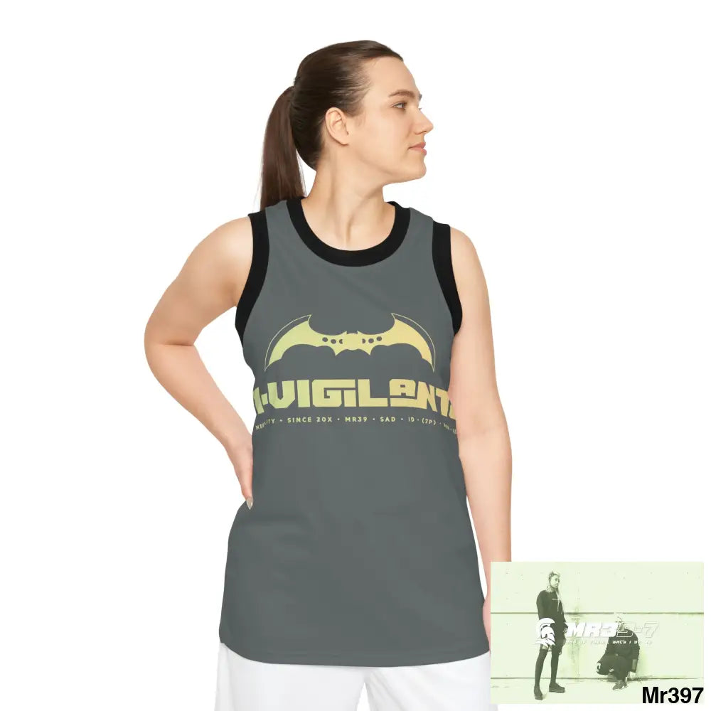 A1-Vigilante Unisex Basketball Jersey (AOP) XS / Black rib All Over Prints