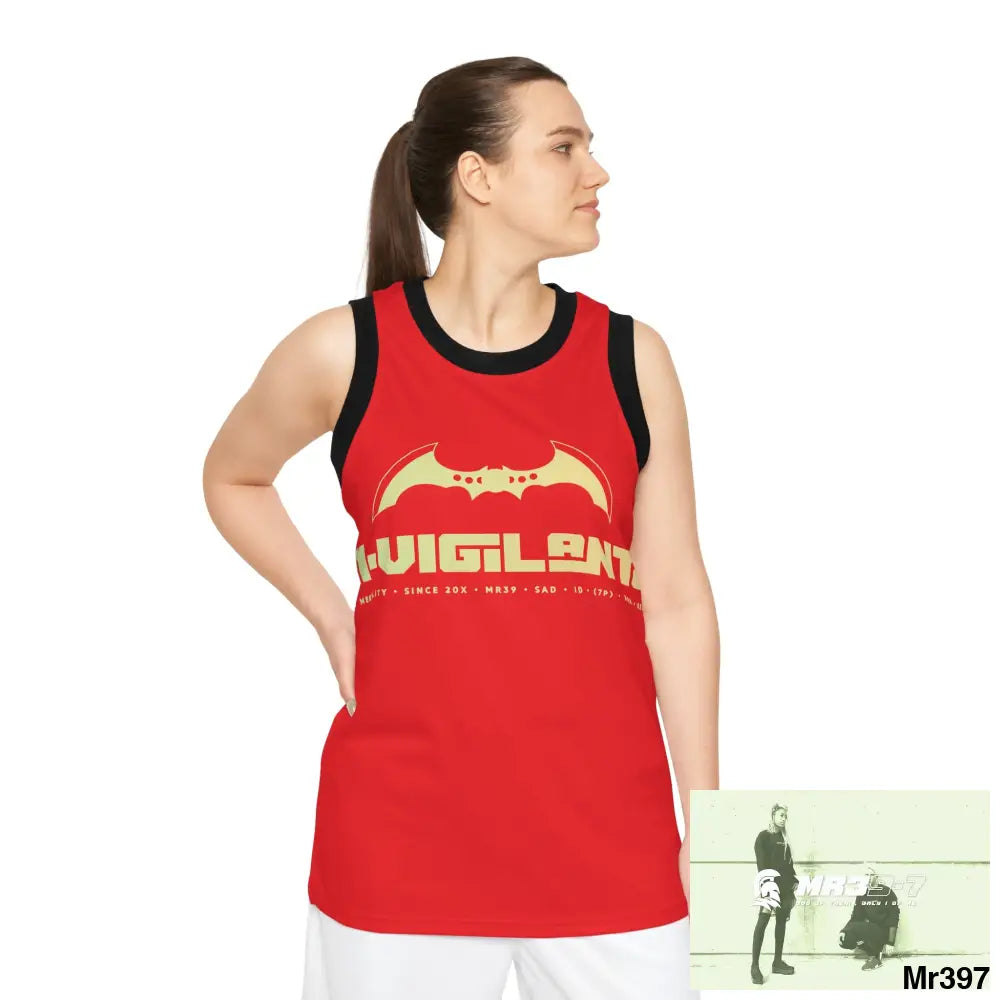 A1-Vigilante Unisex Basketball Jersey (AOP) XS / Black rib All Over Prints