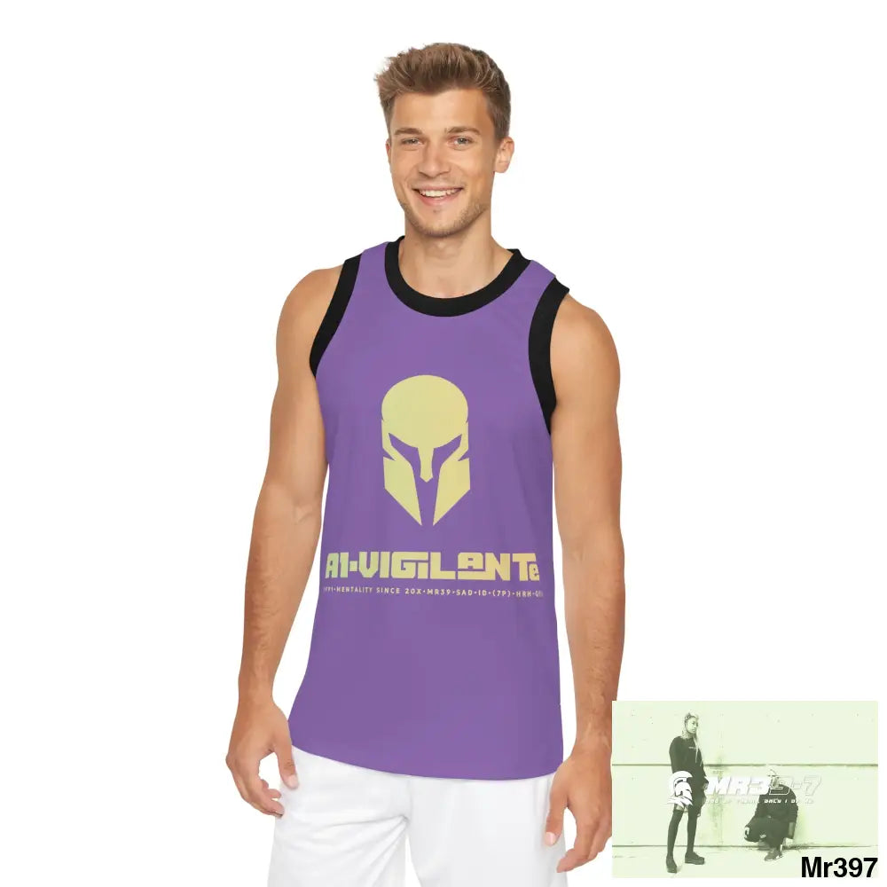 A1- Vigilante Unisex Basketball Jersey (AOP) XS / Black rib All Over Prints