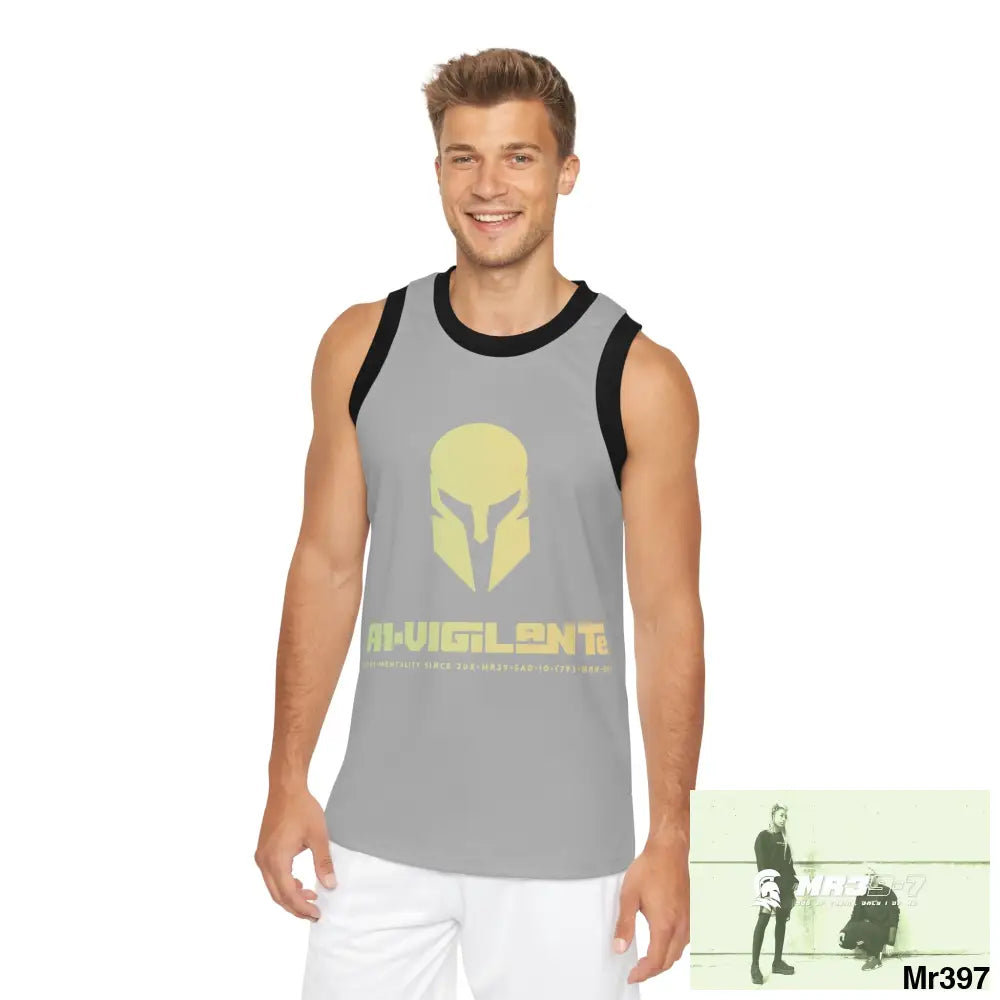 A1- Vigilante Unisex Basketball Jersey (AOP) XS / Black rib All Over Prints