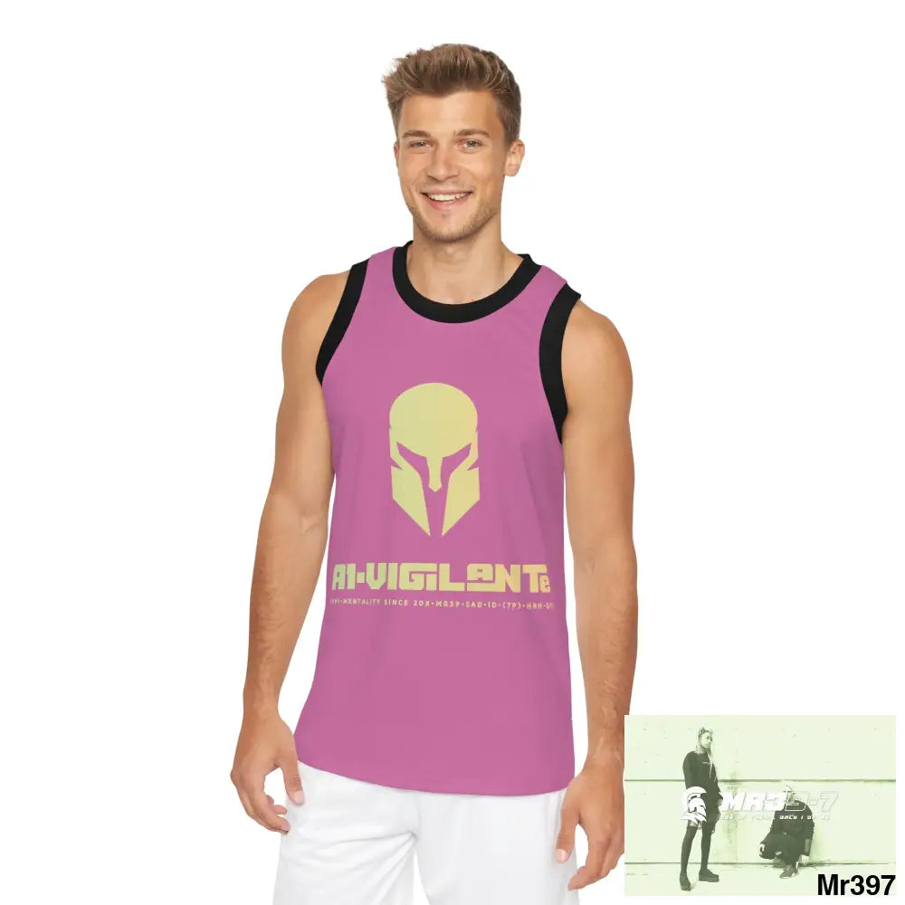 A1- Vigilante Unisex Basketball Jersey (AOP) XS / Black rib All Over Prints