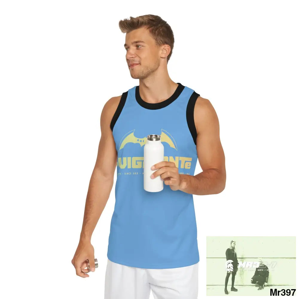 A1-Vigilante Unisex Basketball Jersey (AOP) XS / Black rib All Over Prints