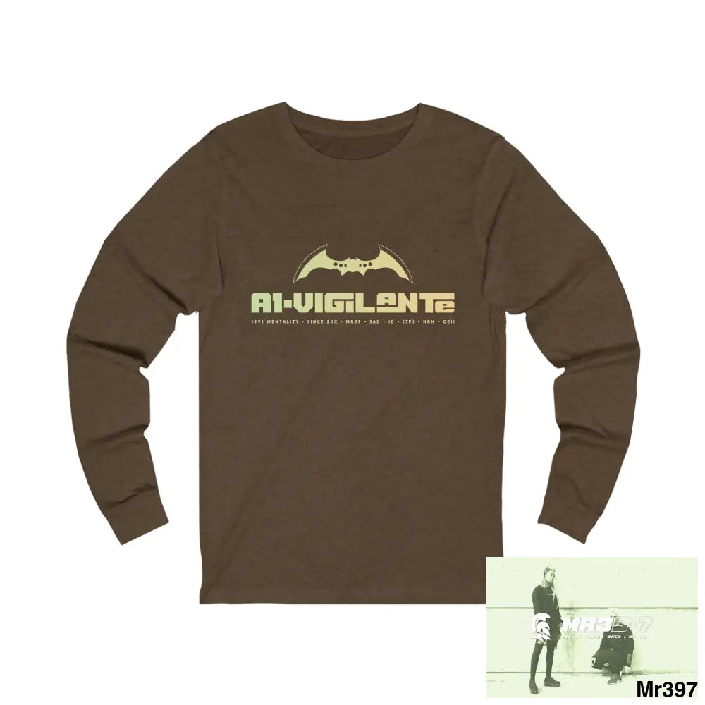 A1.Vigilante Unisex Jersey Long Sleeve Tee S / Heather Brown Long-sleeve