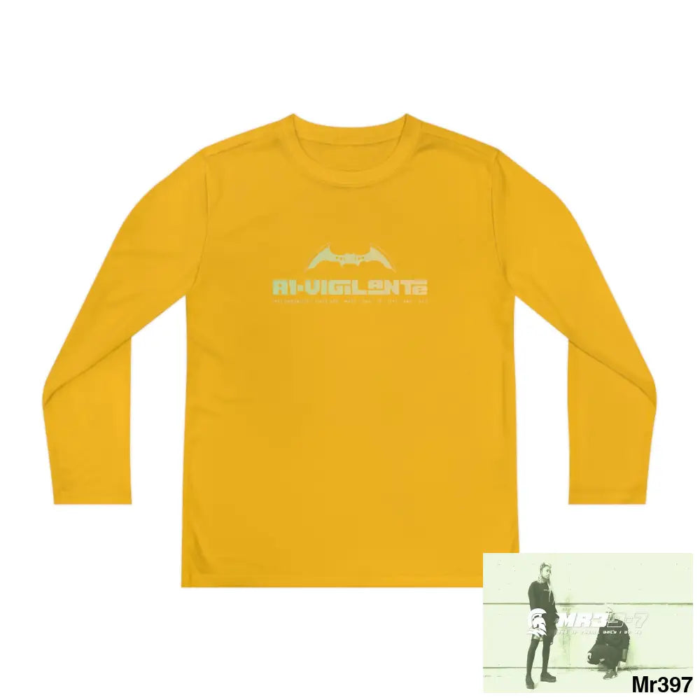 A1-Vigilante Youth Long Sleeve Competitor Tee Gold / M Kids clothes