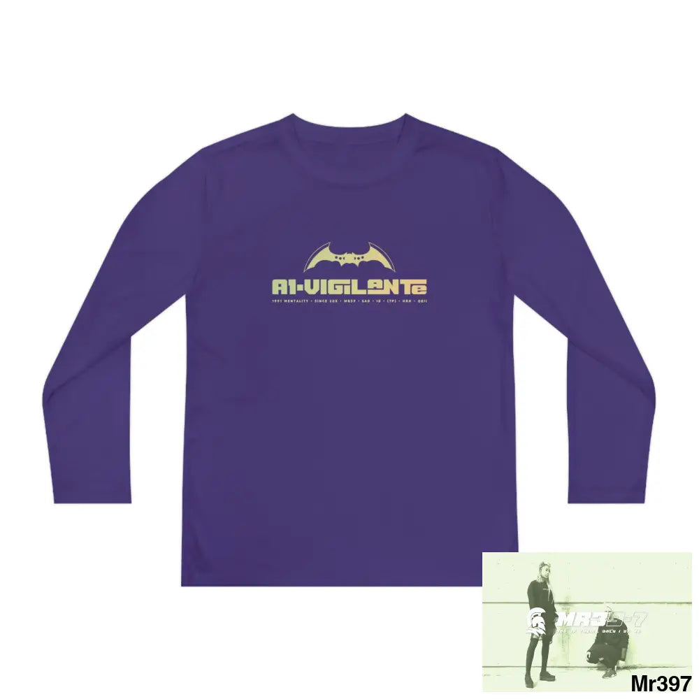A1-Vigilante Youth Long Sleeve Competitor Tee Purple / S Kids clothes