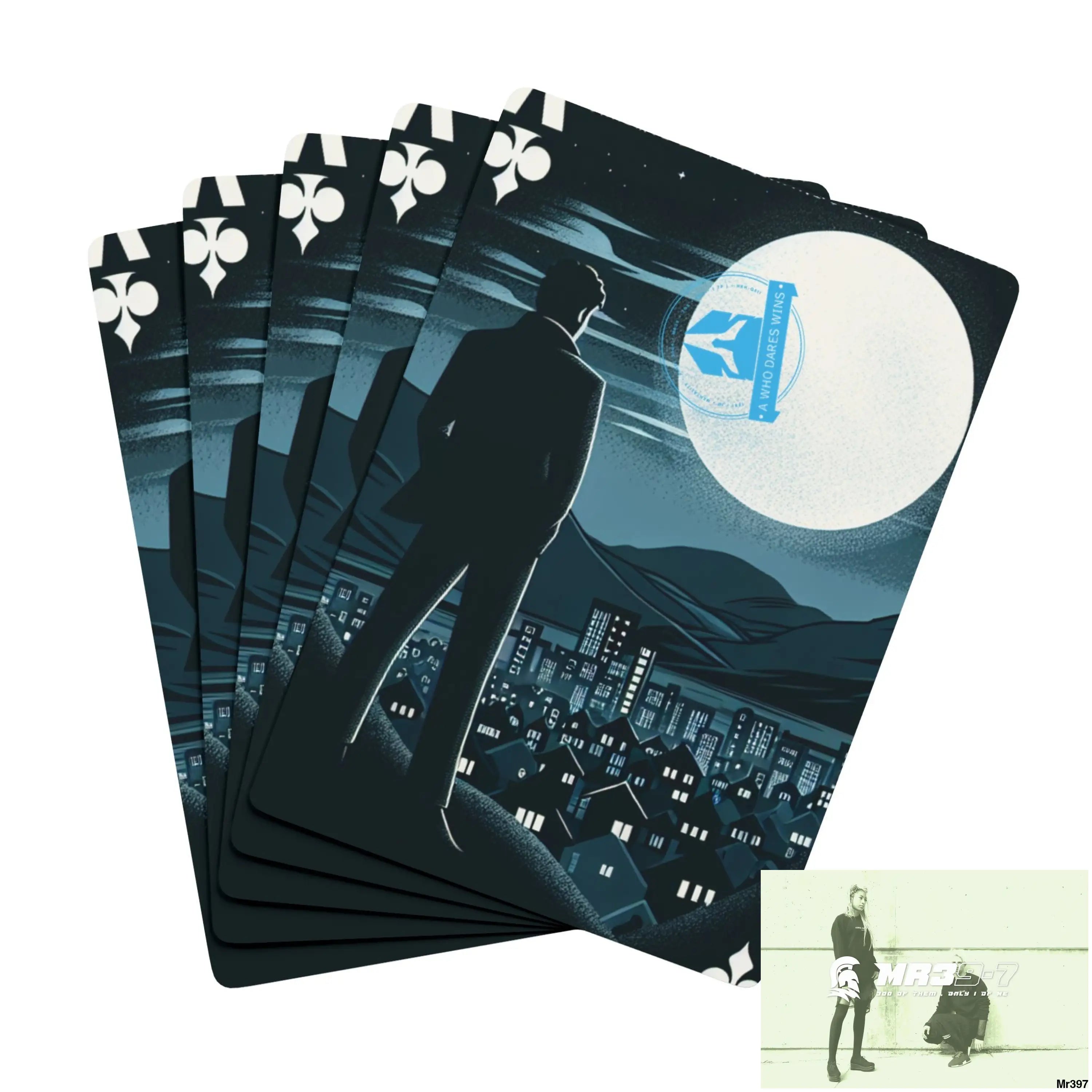 A1-Who Dares Wins AI Gwynedd Vigilante Themed Ltd Edition Custom Poker Cards 2.5’’ x 3.5’’ / White / Semi Glossy Paper